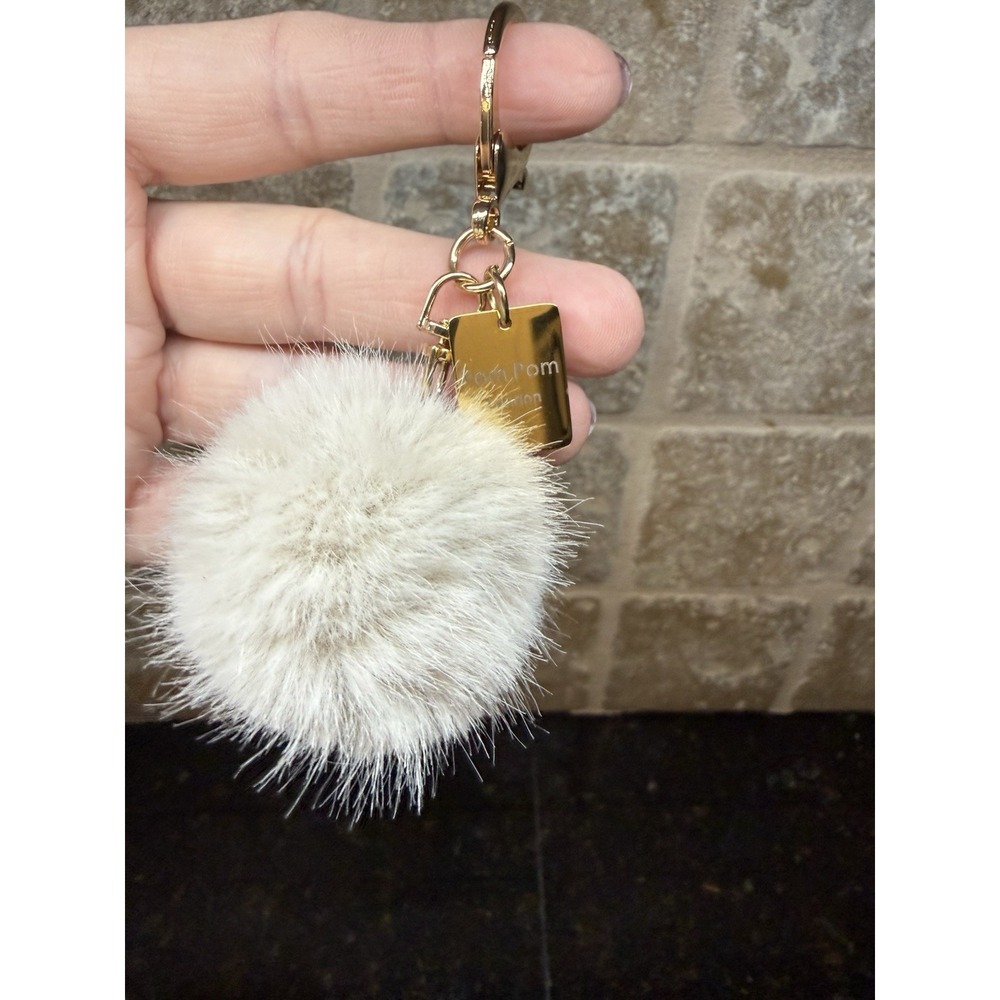 Pom Pom London Mini Pom Pom Tan Beige Cream Bag Charm Only